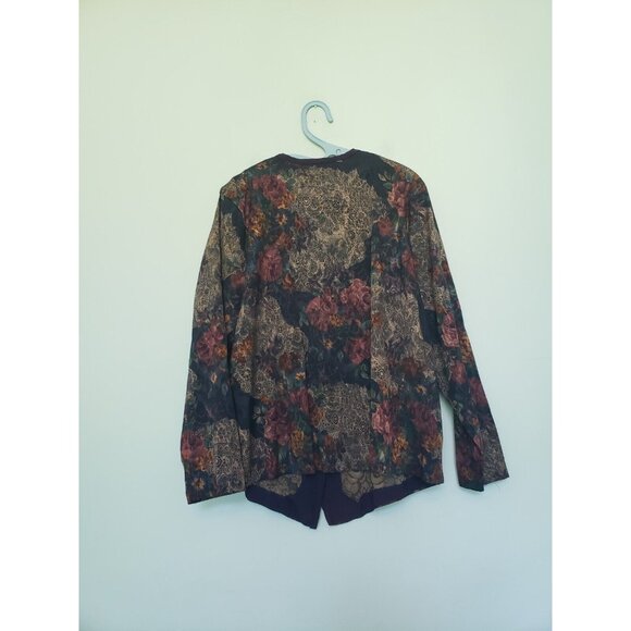 VTG Betsys Things Women Plus 24 Blouse Button Front Dark Floral Retro Grannycore - Picture 2 of 6